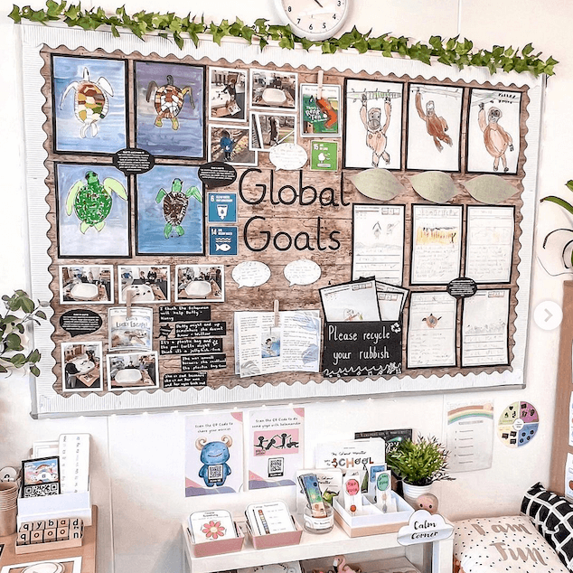 Instagram post of a Global Goals wall display